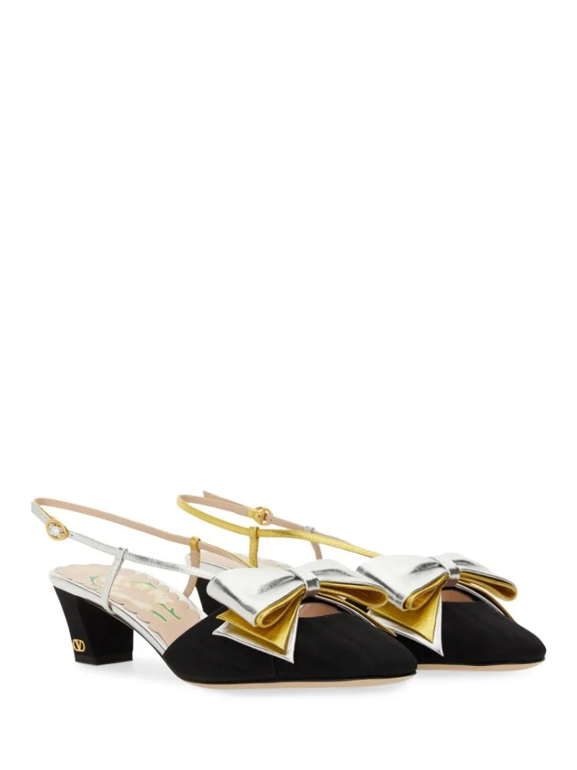 45Mm Moir Fabric Bowow Slingback Dcollet