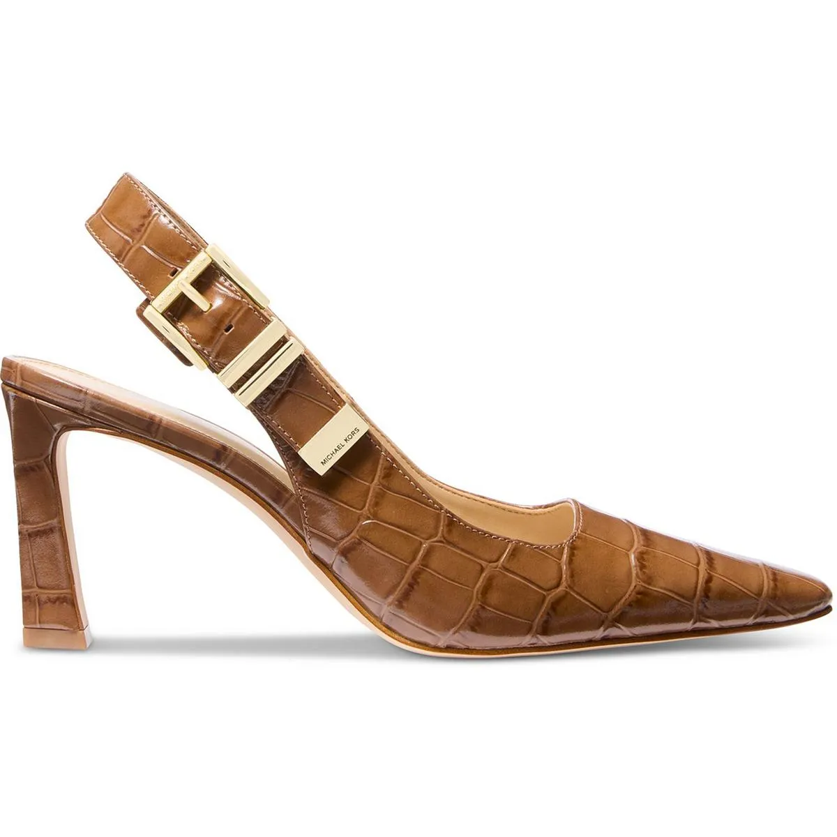 4OF4DTMP2E Womens Buckle Leather Slingback Heels