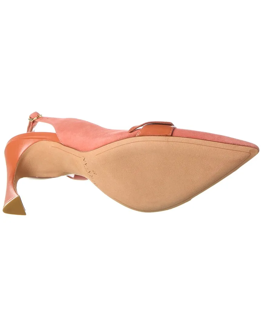 Alexandre Birman Asymmetric Clarita 100 Leather & Suede Slingback Pump