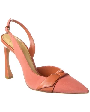 Alexandre Birman Asymmetric Clarita 100 Leather & Suede Slingback Pump