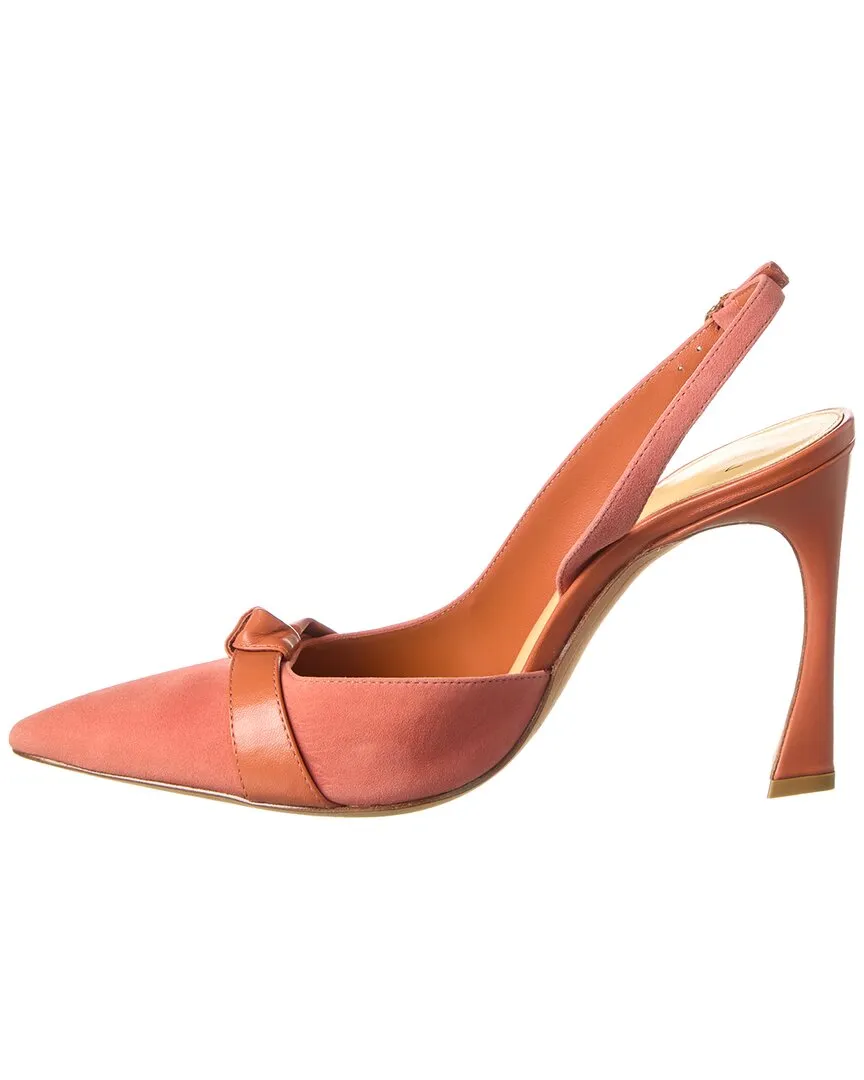 Alexandre Birman Asymmetric Clarita 100 Leather & Suede Slingback Pump