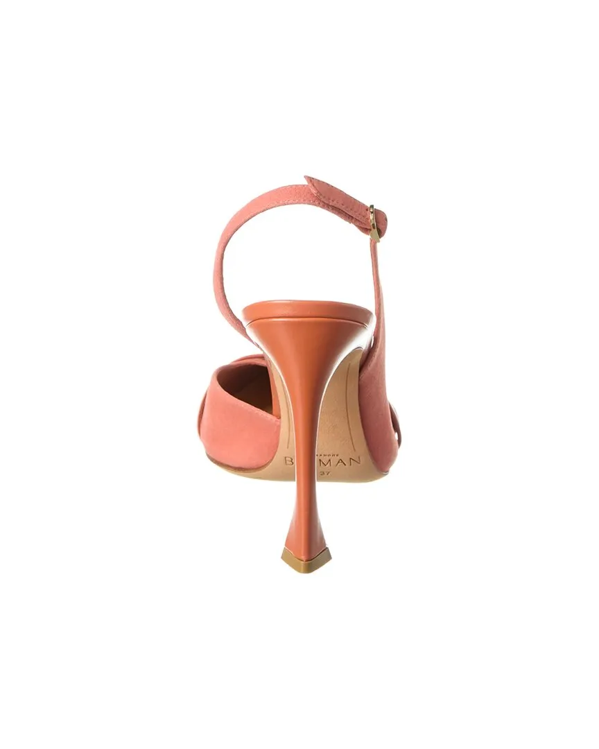 Alexandre Birman Asymmetric Clarita 100 Leather & Suede Slingback Pump