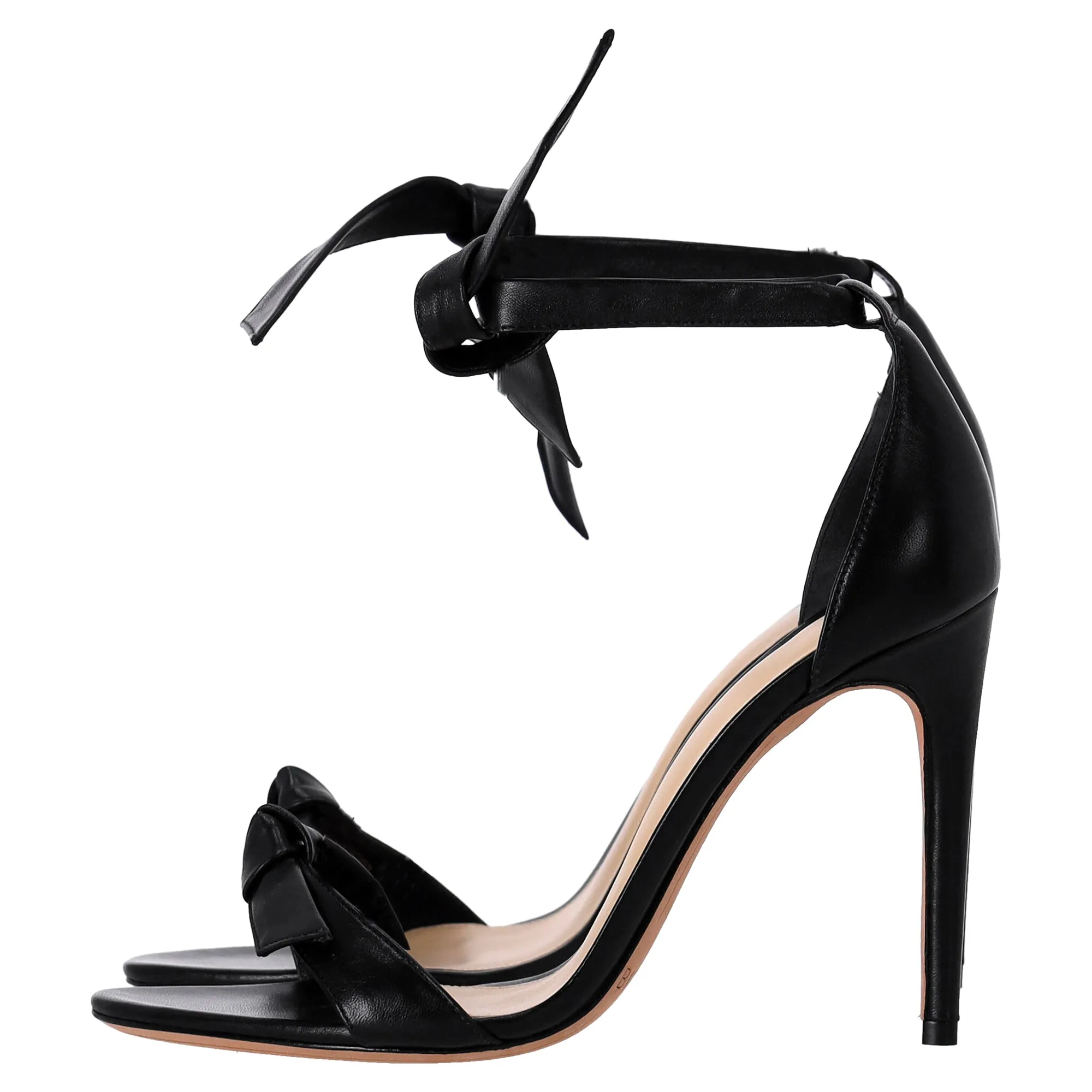 Alexandre Birman Clarita Bow Heeled Sandals in Black Calf Leather