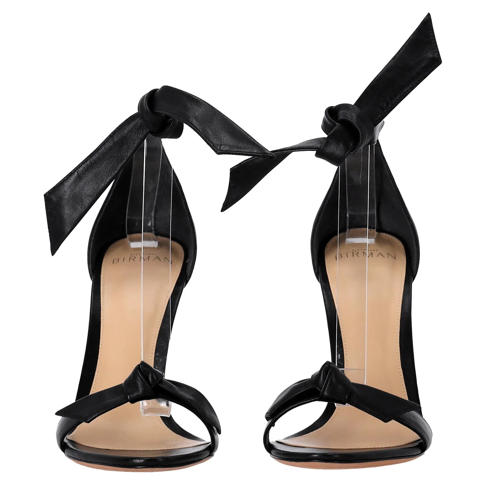 Alexandre Birman Clarita Bow Heeled Sandals in Black Calf Leather