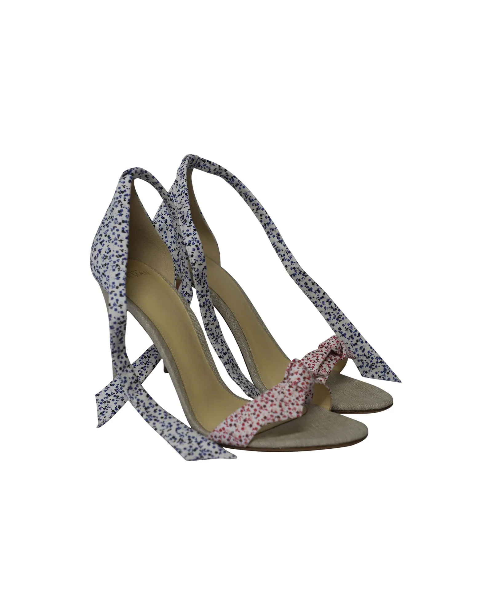 Alexandre Birman Clarita Floral Knotted Heels in Multicolor Cotton