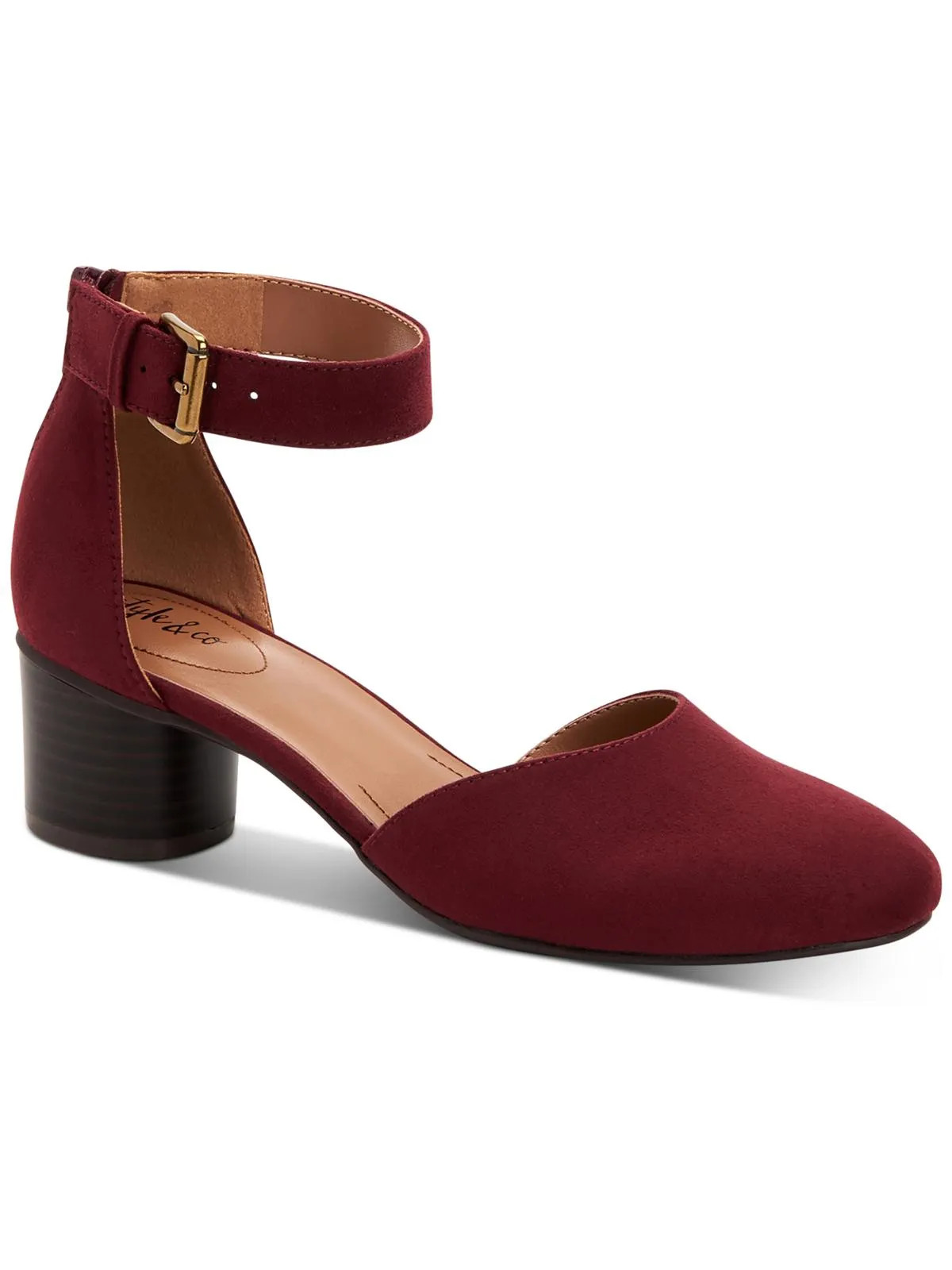 Alinaa  Womens Microsuede Round Toe Ankle Strap