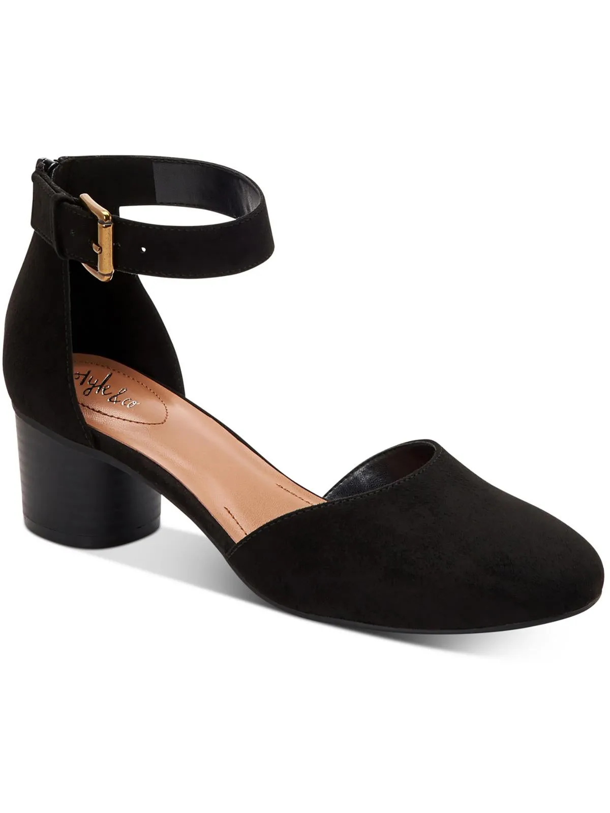 Alinaa  Womens Microsuede Round Toe Ankle Strap