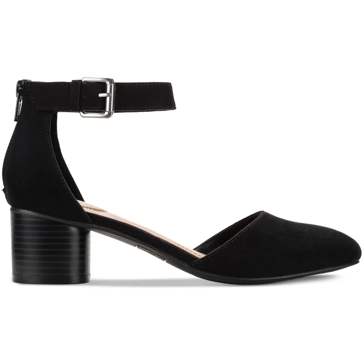 Alinaa  Womens Microsuede Round Toe Ankle Strap