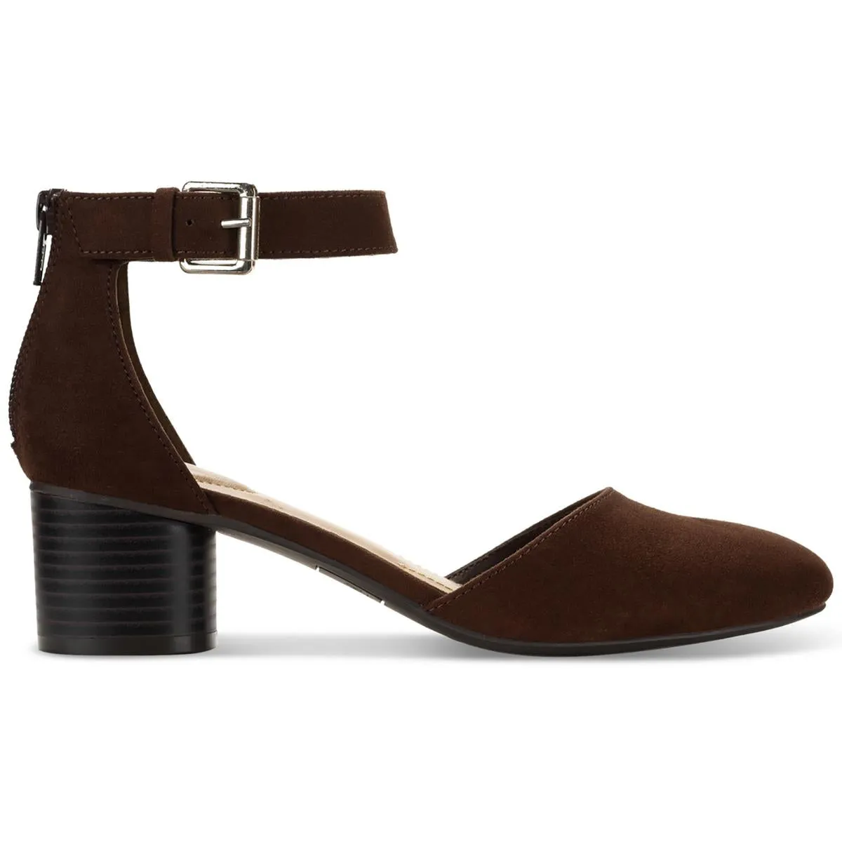 Alinaa  Womens Microsuede Round Toe Ankle Strap