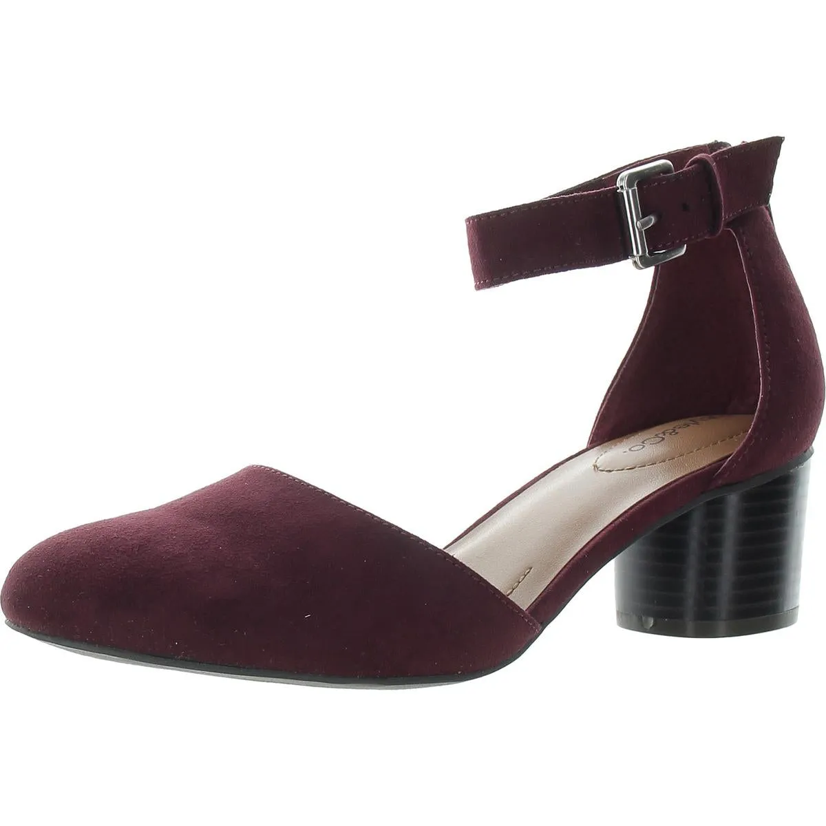 Alinaa  Womens Microsuede Round Toe Ankle Strap