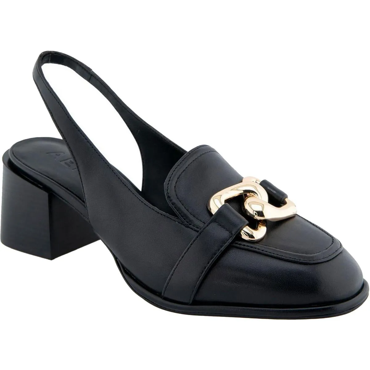ALLURE Womens Chain Leather Block Heels
