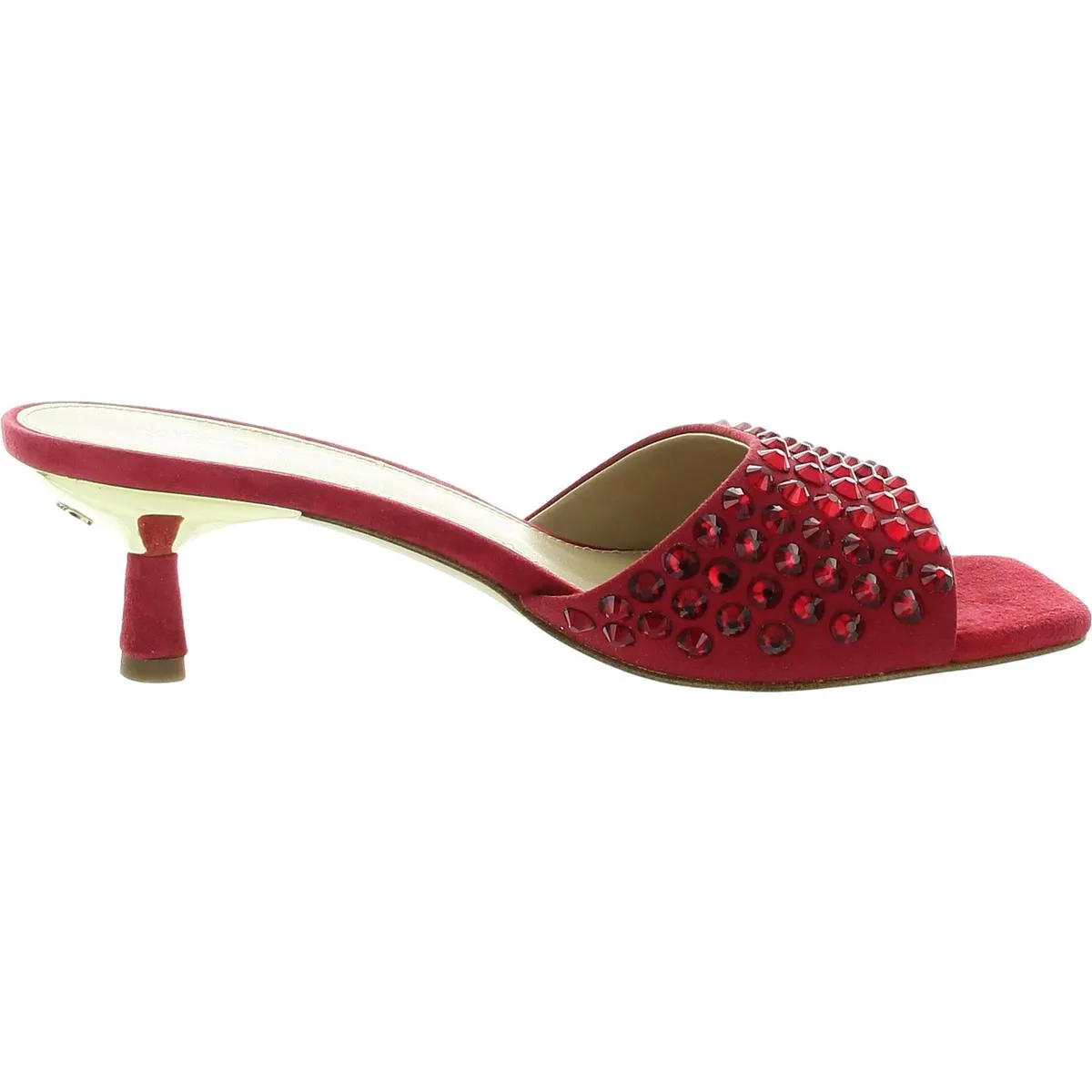 AMAL KITTEN SANDAL Womens Jeweled Man Made Kitten Heels