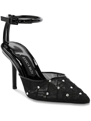 AMORA Womens Mesh Pointed toe Slingback Heels