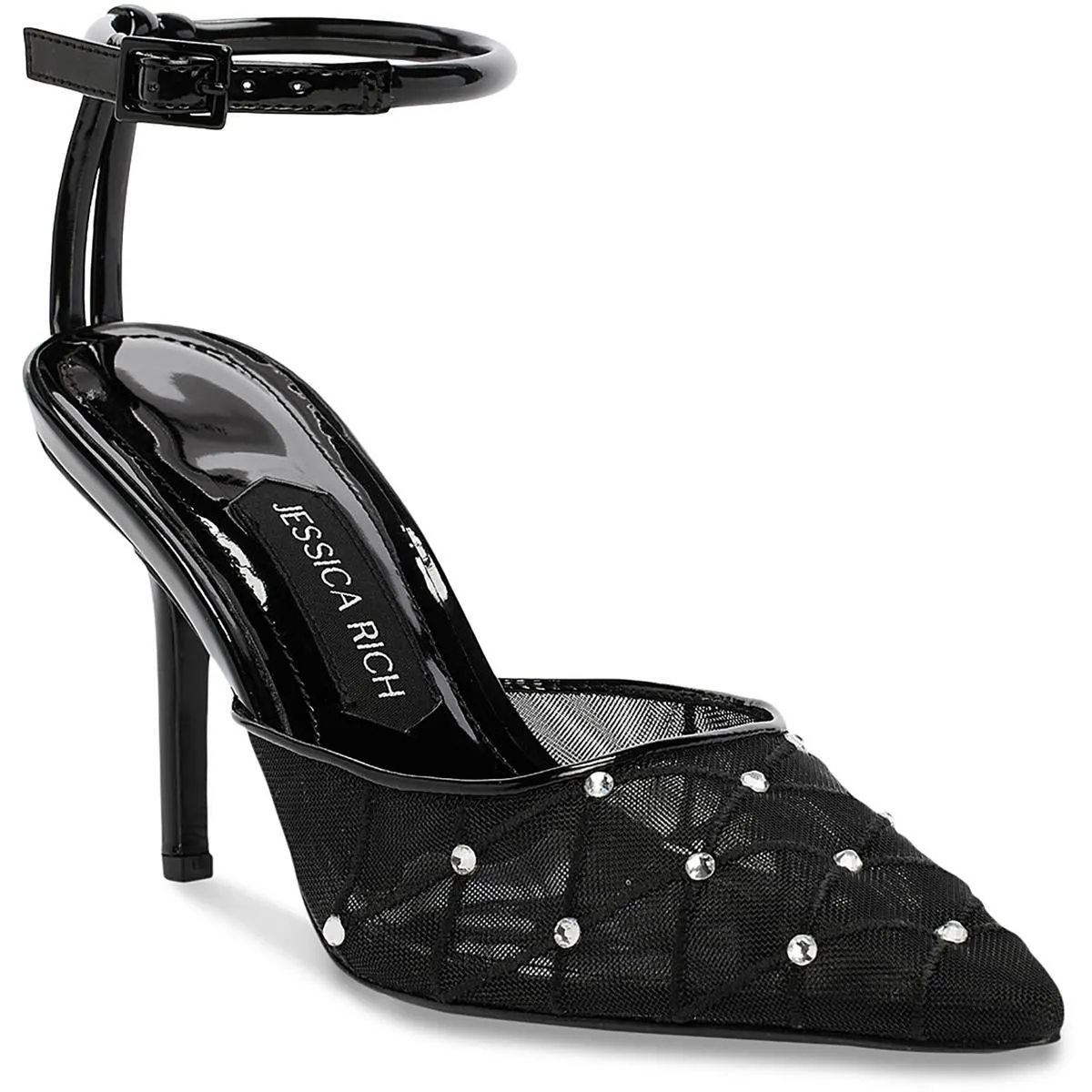 AMORA Womens Mesh Pointed toe Slingback Heels