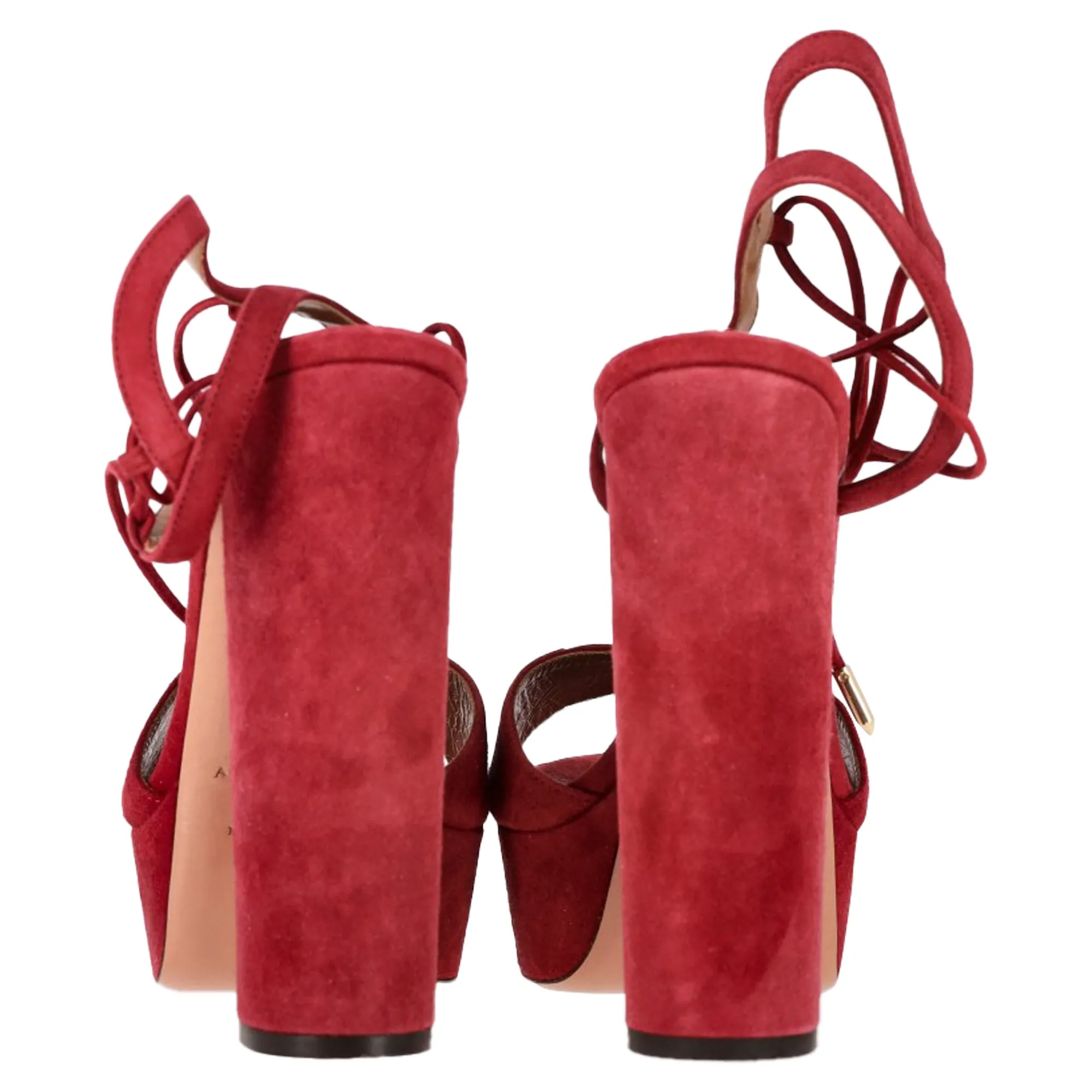 Aquazzura Austin Plateau Platform Sandals in Red Suede