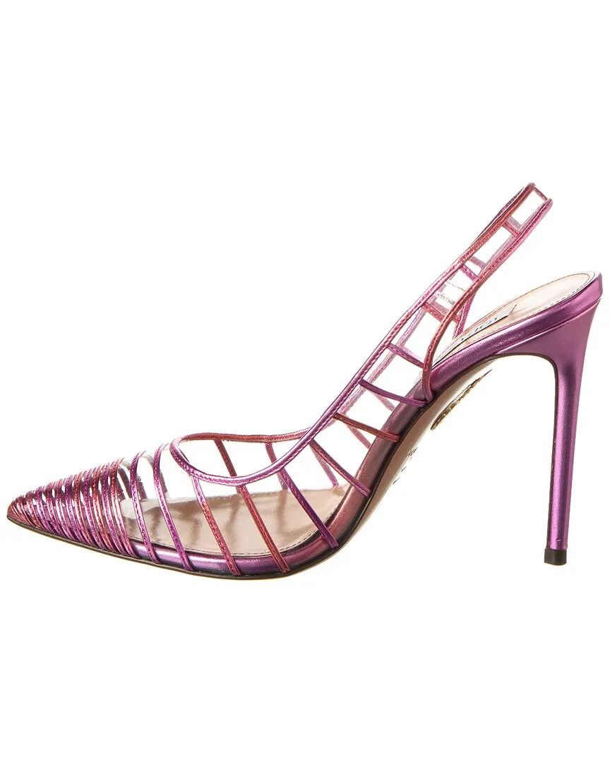 Aquazzura Call Me 105 Vinyl & Leather Slingback Pump