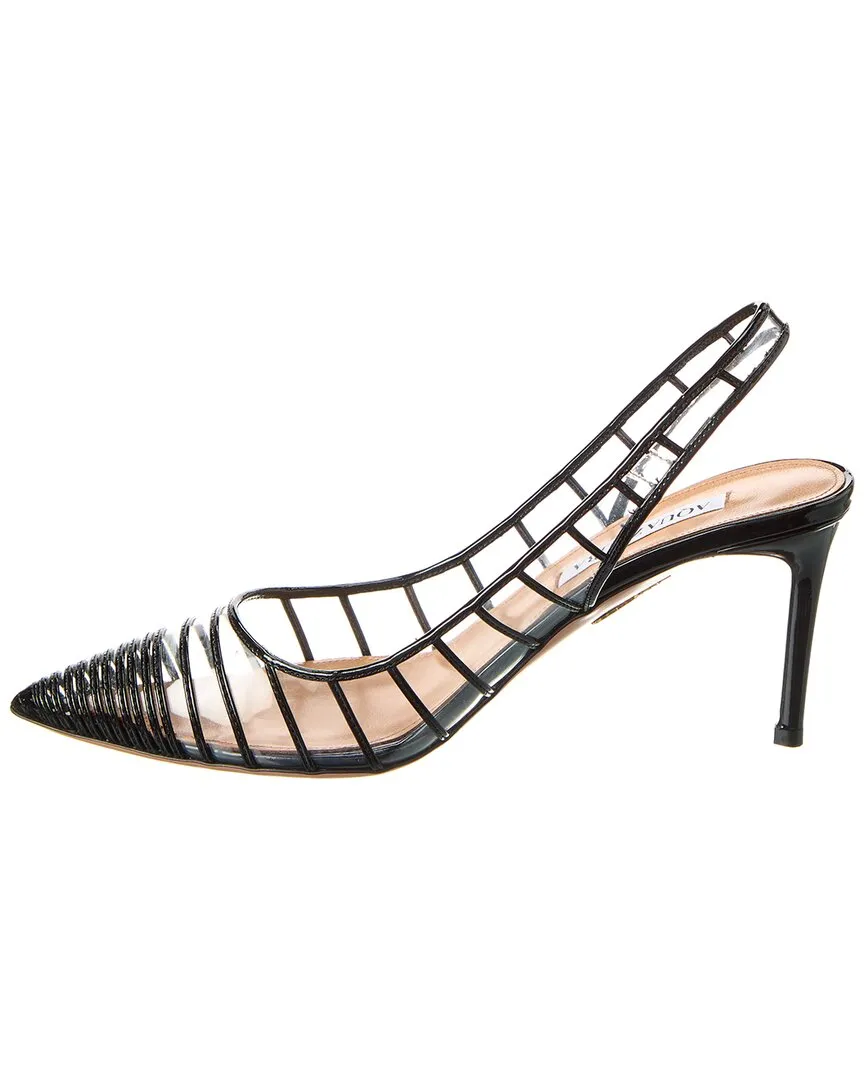 Aquazzura Call Me 75 Patent & Vinyl Slingback Pump