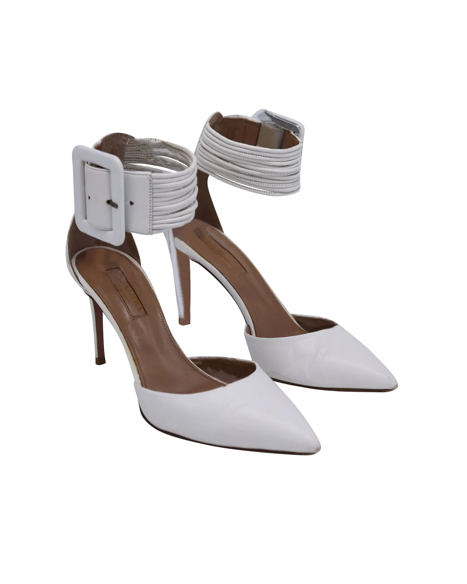 Aquazzura Casablanca 85 Pumps in White Leather