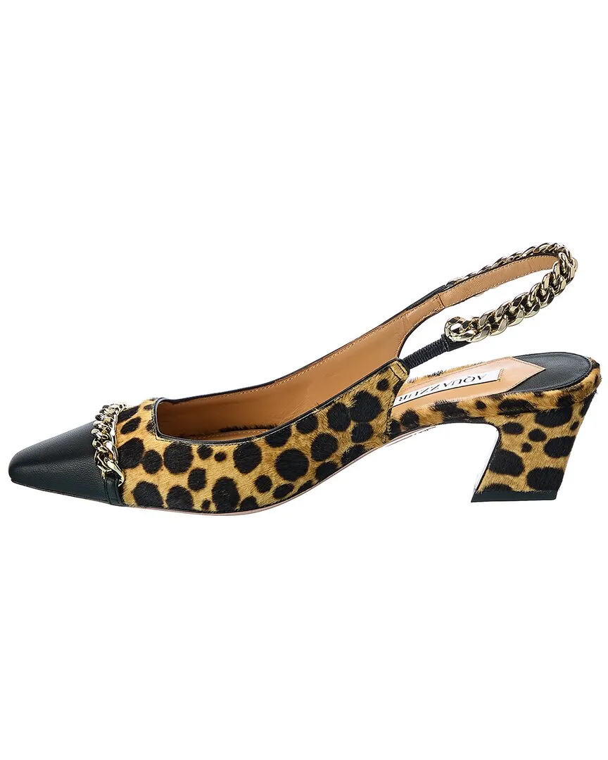 Aquazzura Nikki Cavallino 50 Haircalf Slingback Pump