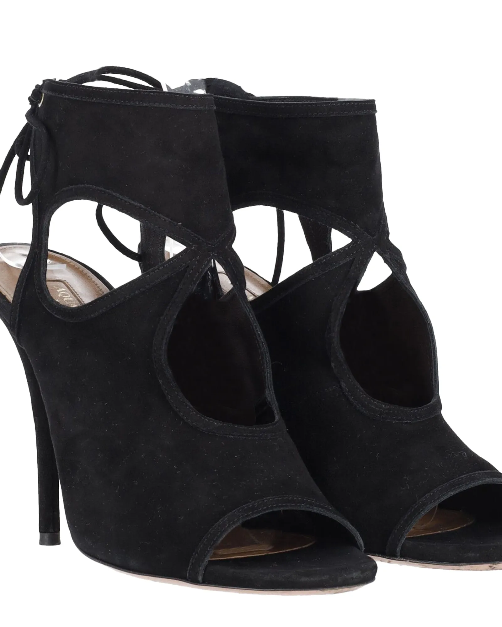 Aquazzura Sexy Thing 105 Cutout Sandals in Black Suede