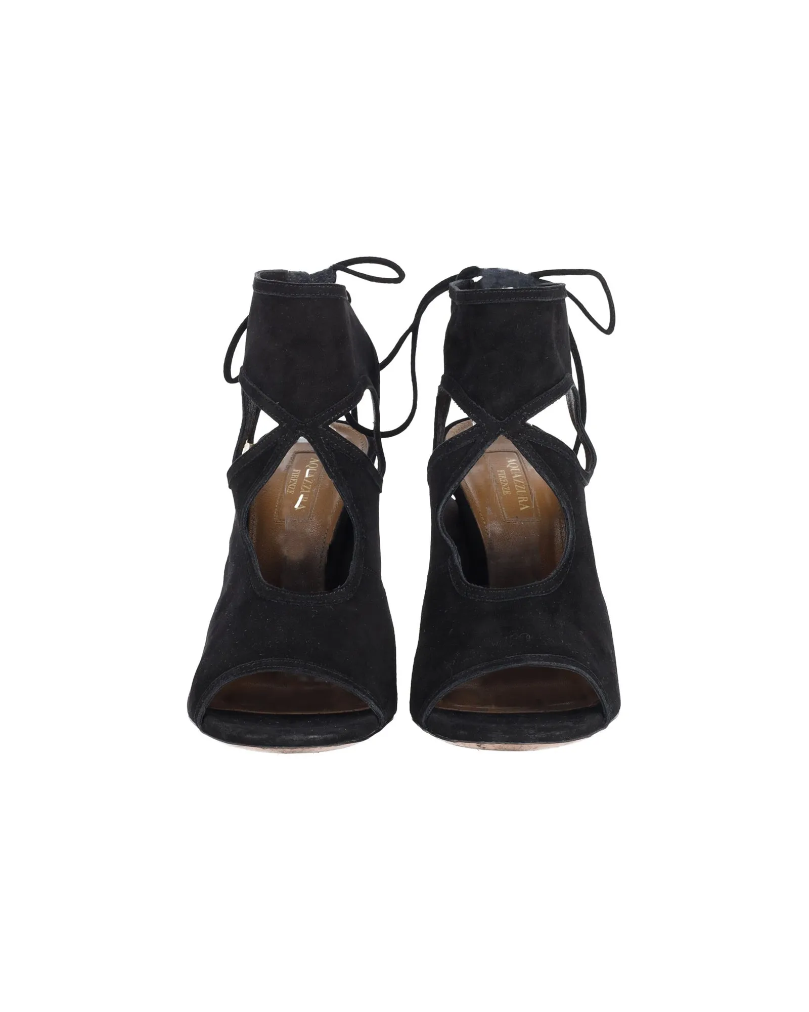 Aquazzura Sexy Thing 105 Cutout Sandals in Black Suede