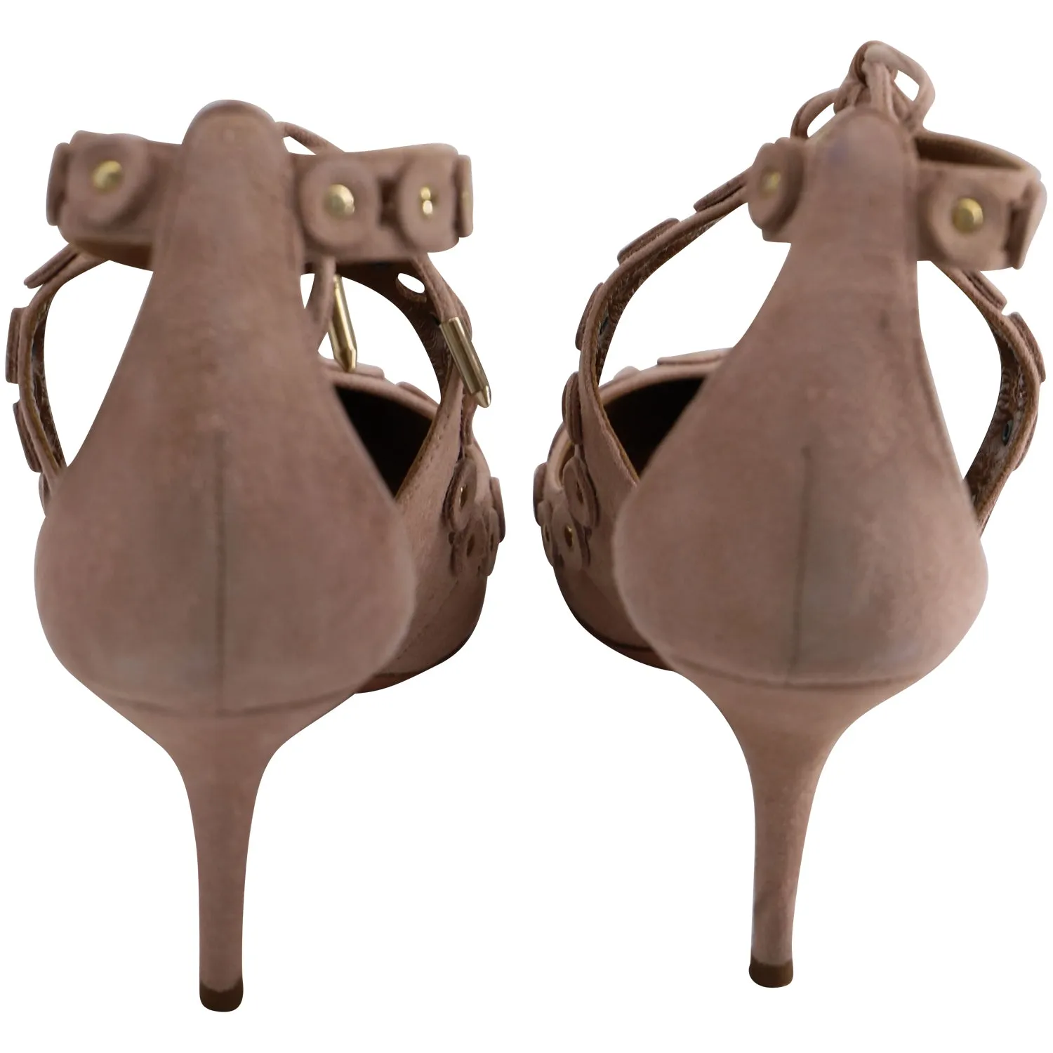 Aquazzura Theo Studs in Pink Suede
