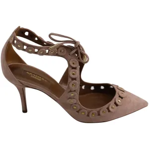 Aquazzura Theo Studs in Pink Suede