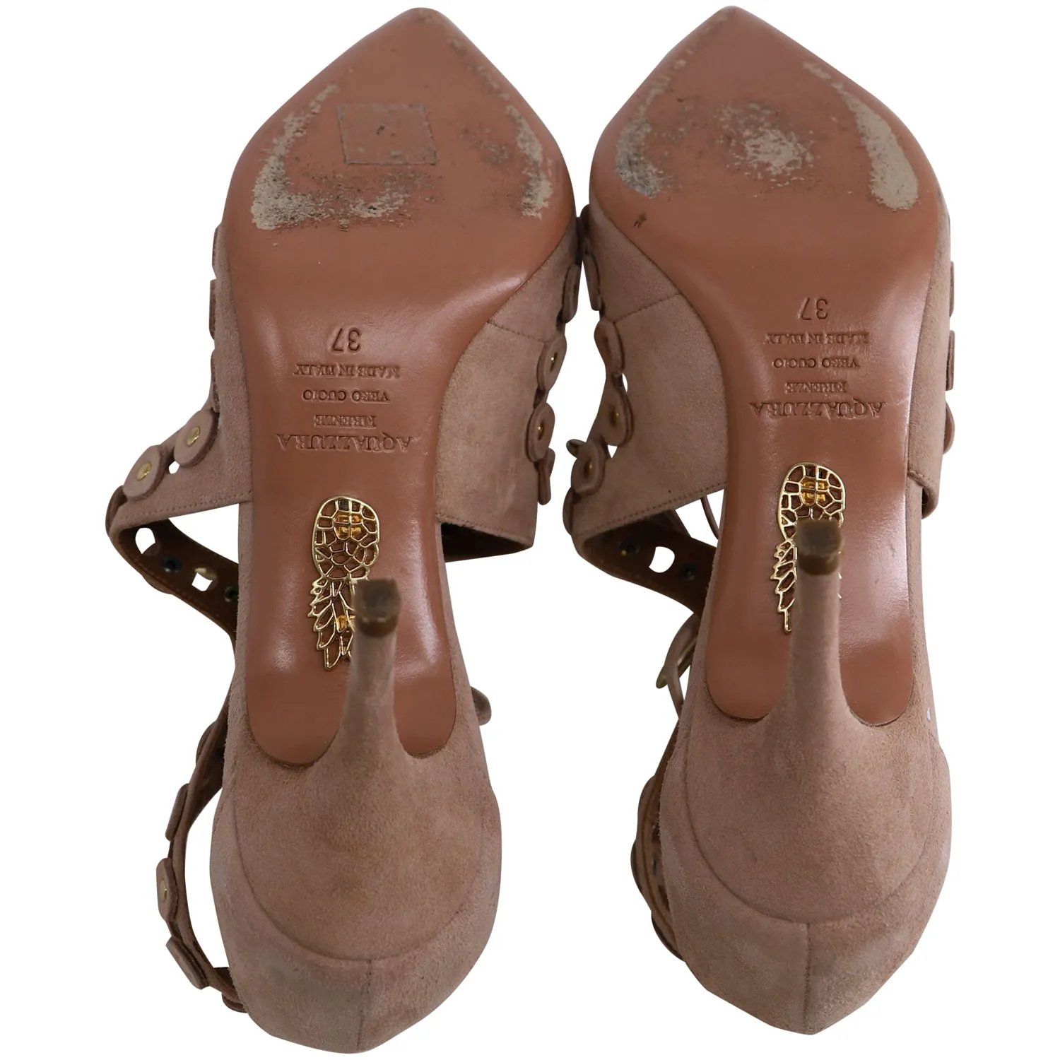 Aquazzura Theo Studs in Pink Suede