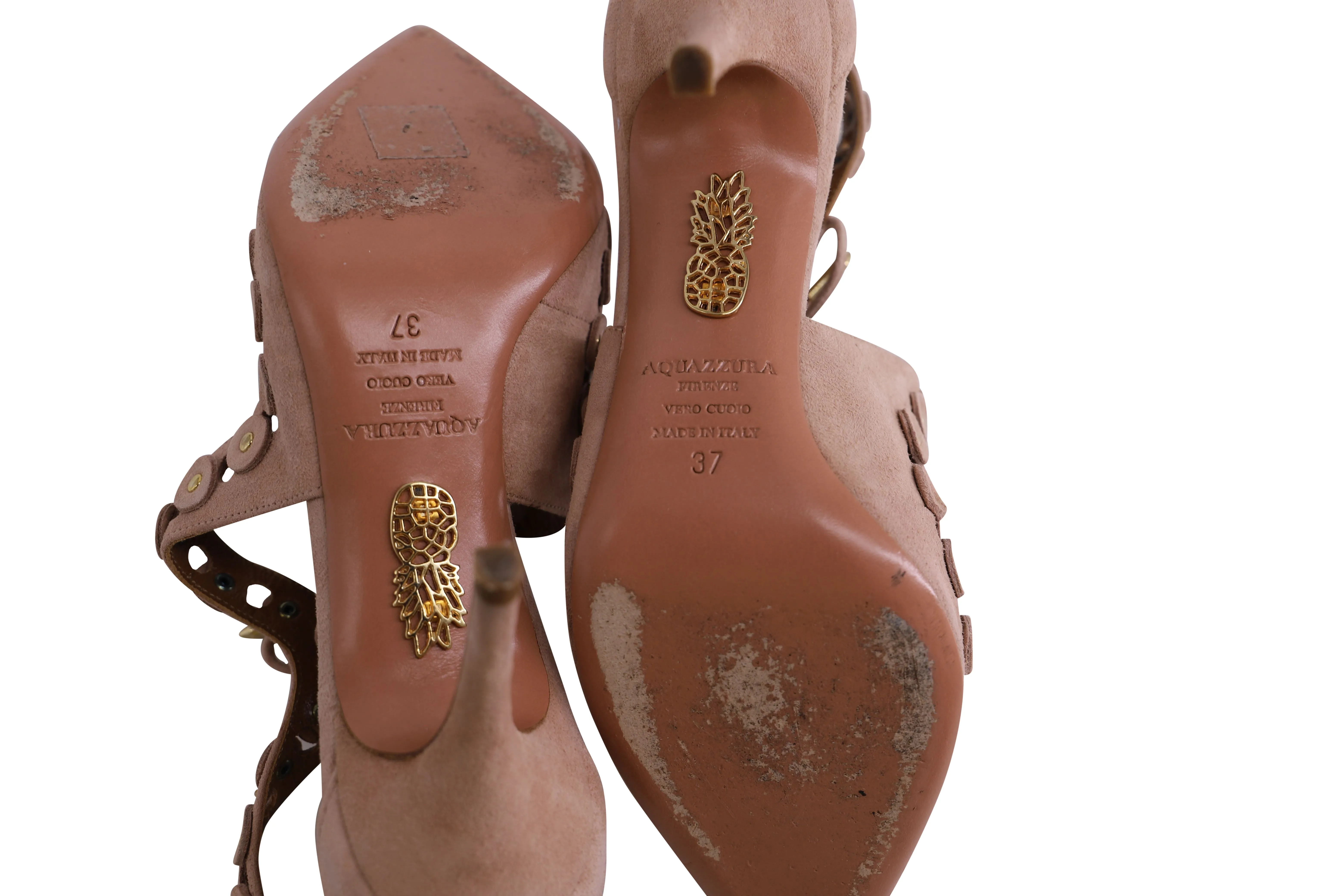 Aquazzura Theo Studs in Pink Suede