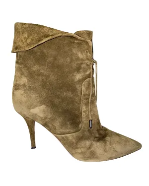 Aquazzura x Olivia Palermo Stiletto Boots in Green Suede