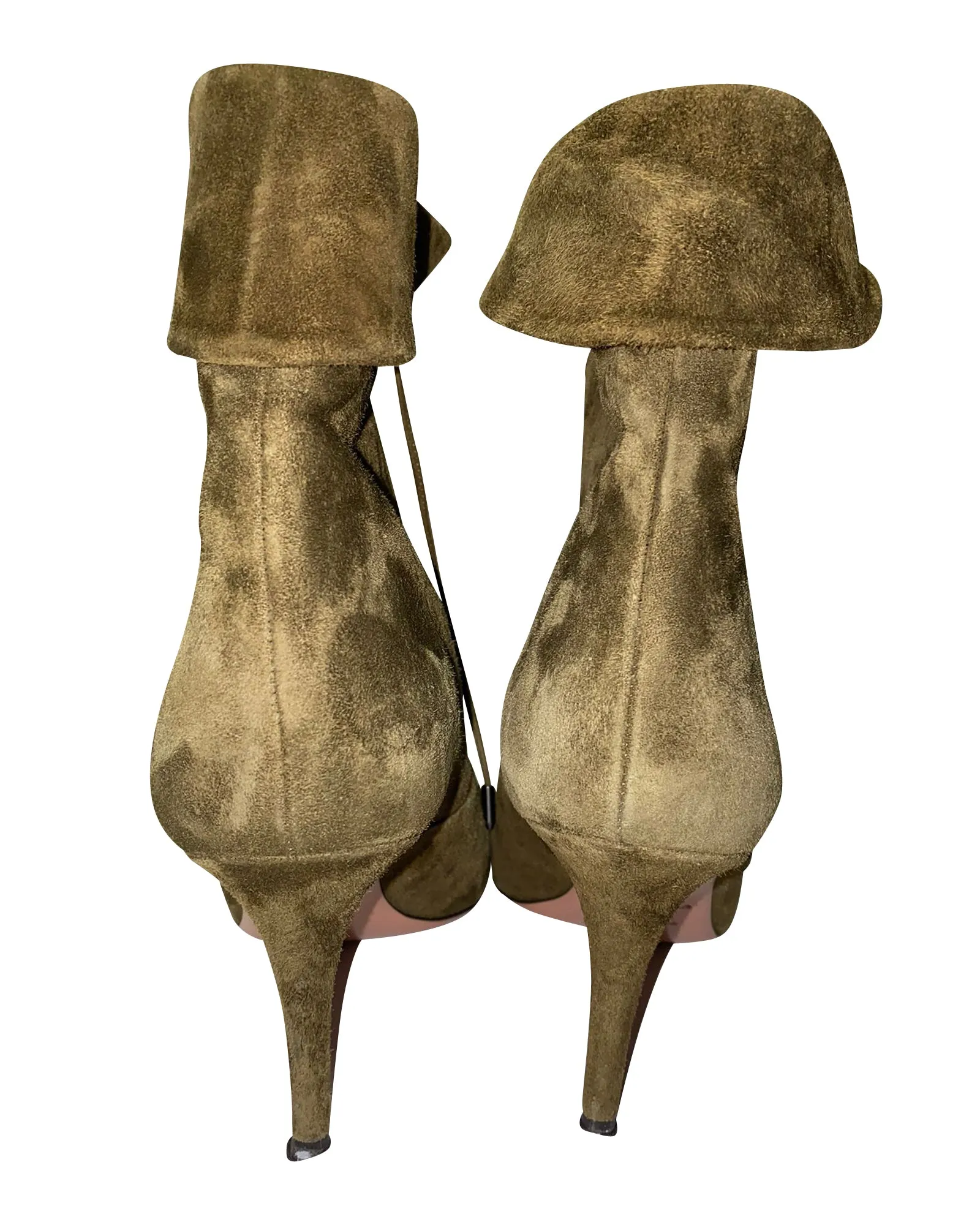 Aquazzura x Olivia Palermo Stiletto Boots in Green Suede