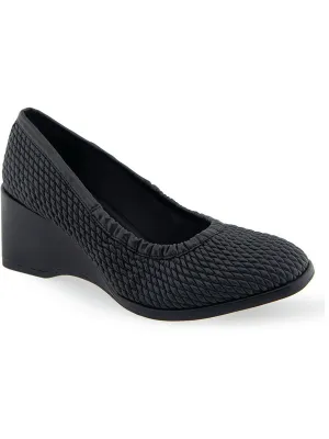 Arlie Womens Round Toe Slip On Wedge Heels