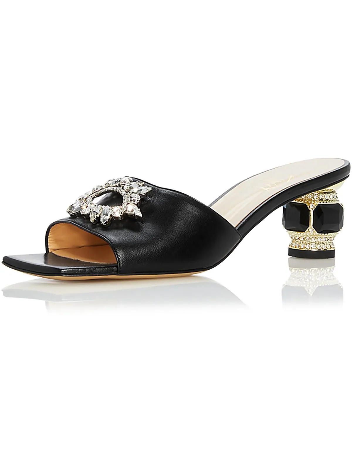 Aurum Womens Leather Embellished Mules
