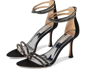 Badgley Mischka Logan Women's 8 Black Ankle Straps Zipper Stiletto Heel KHD230