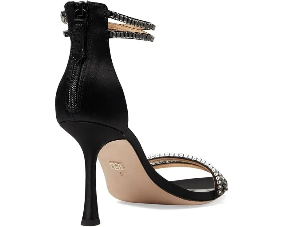 Badgley Mischka Logan Women's 8 Black Ankle Straps Zipper Stiletto Heel KHD230