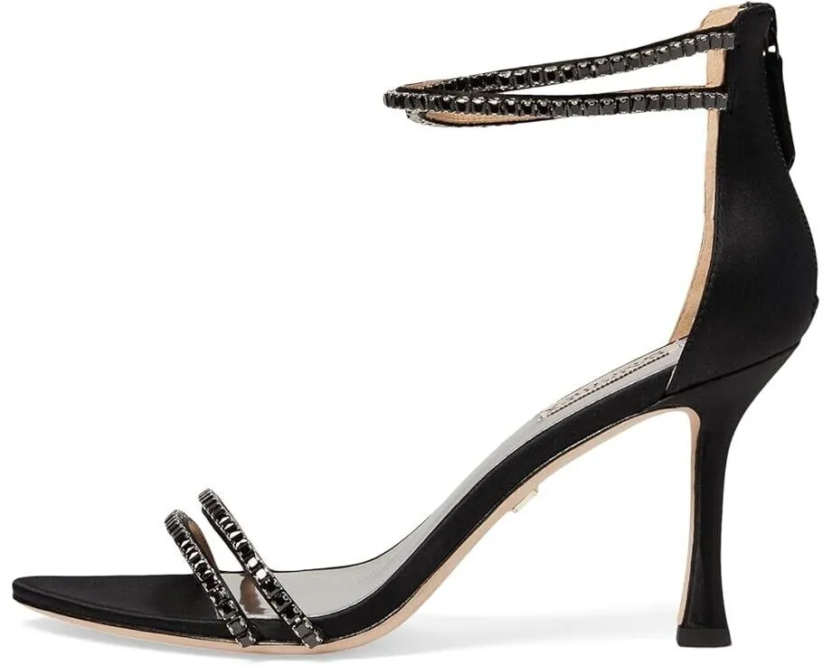 Badgley Mischka Logan Women's 8 Black Ankle Straps Zipper Stiletto Heel KHD230