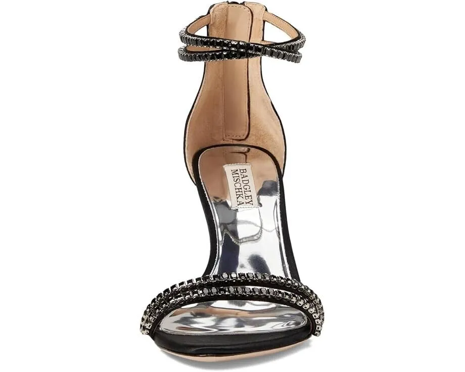 Badgley Mischka Logan Women's 8 Black Ankle Straps Zipper Stiletto Heel KHD230