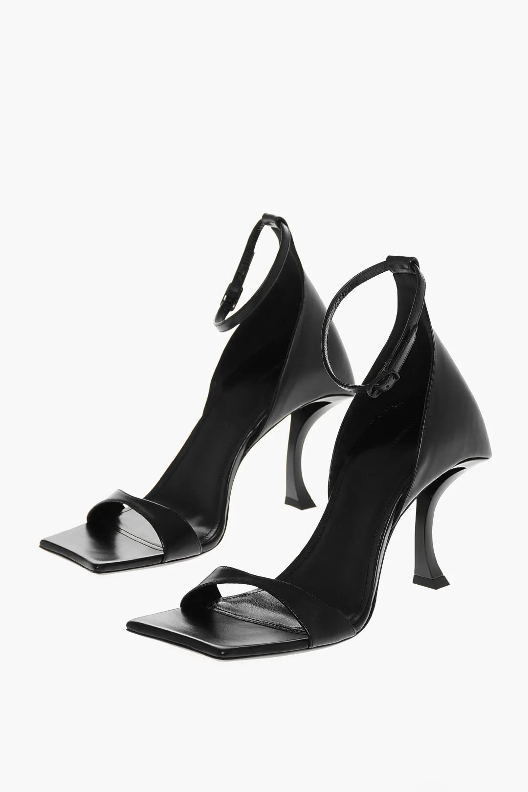Balenciaga Squared Toe Huorg Leather Sandals 11Cm