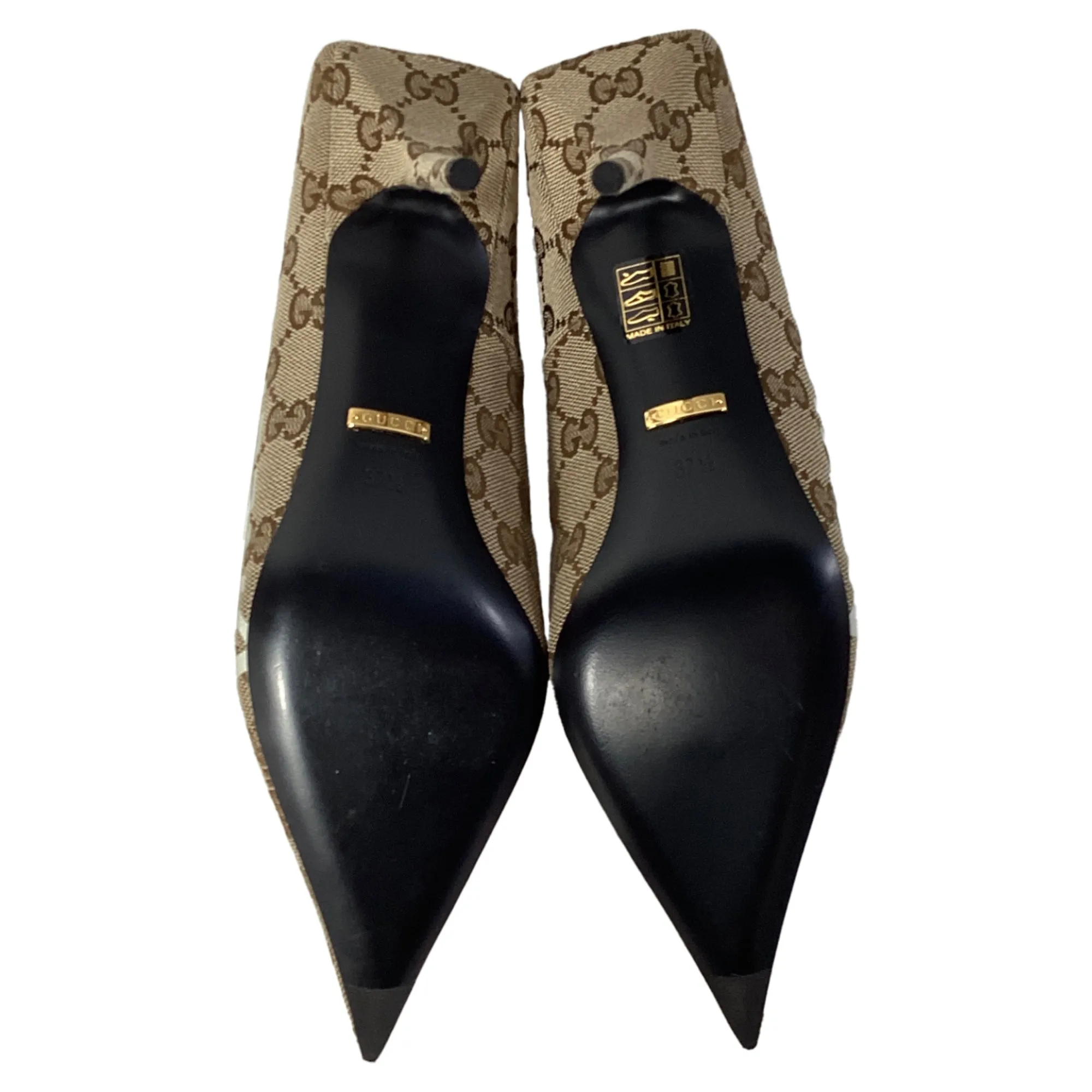 Balenciaga X Gucci GG Monogram Square Knife 80mm Pumps in Beige Canvas