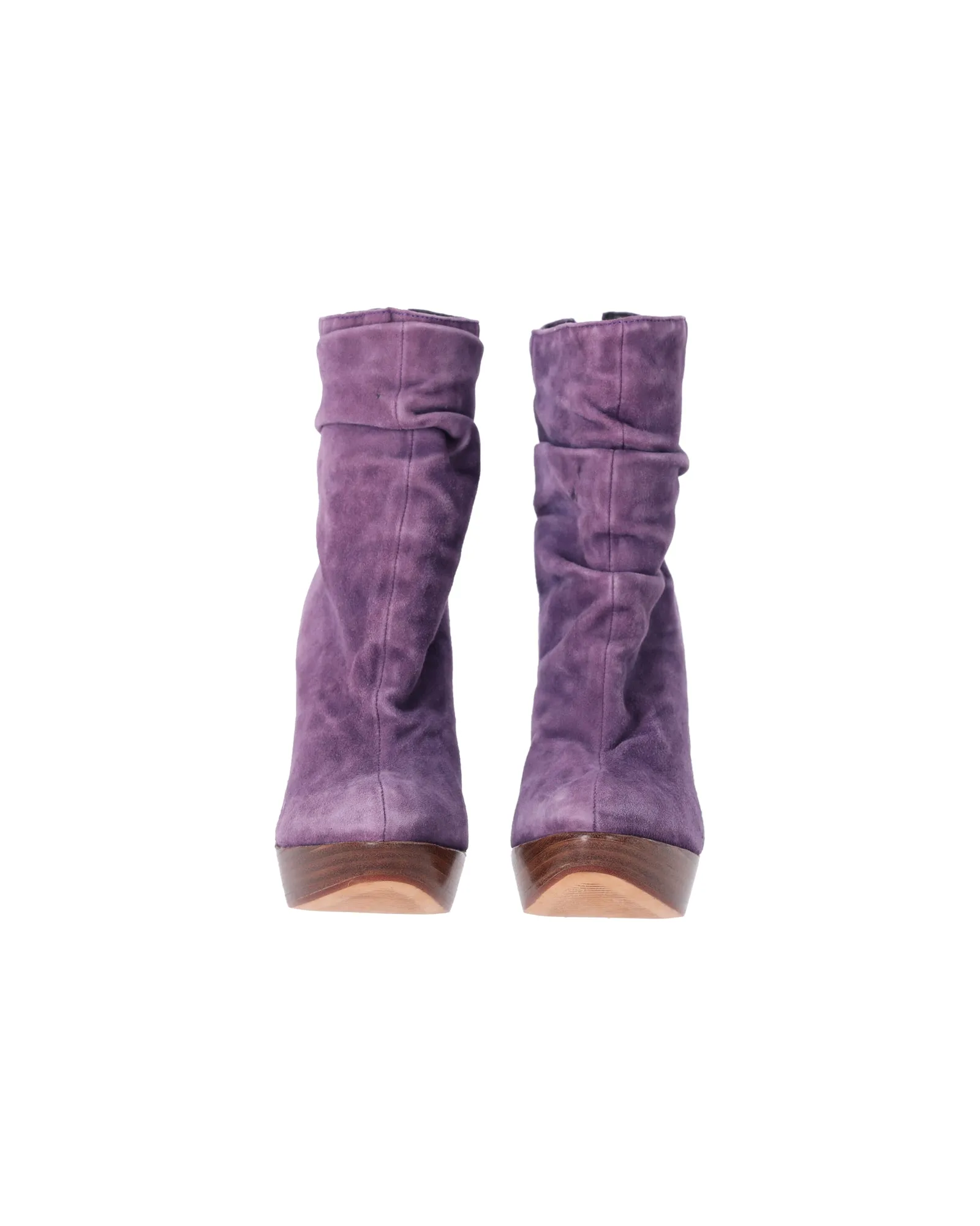 Balmain High Heel Ankle Boots in Purple Suede