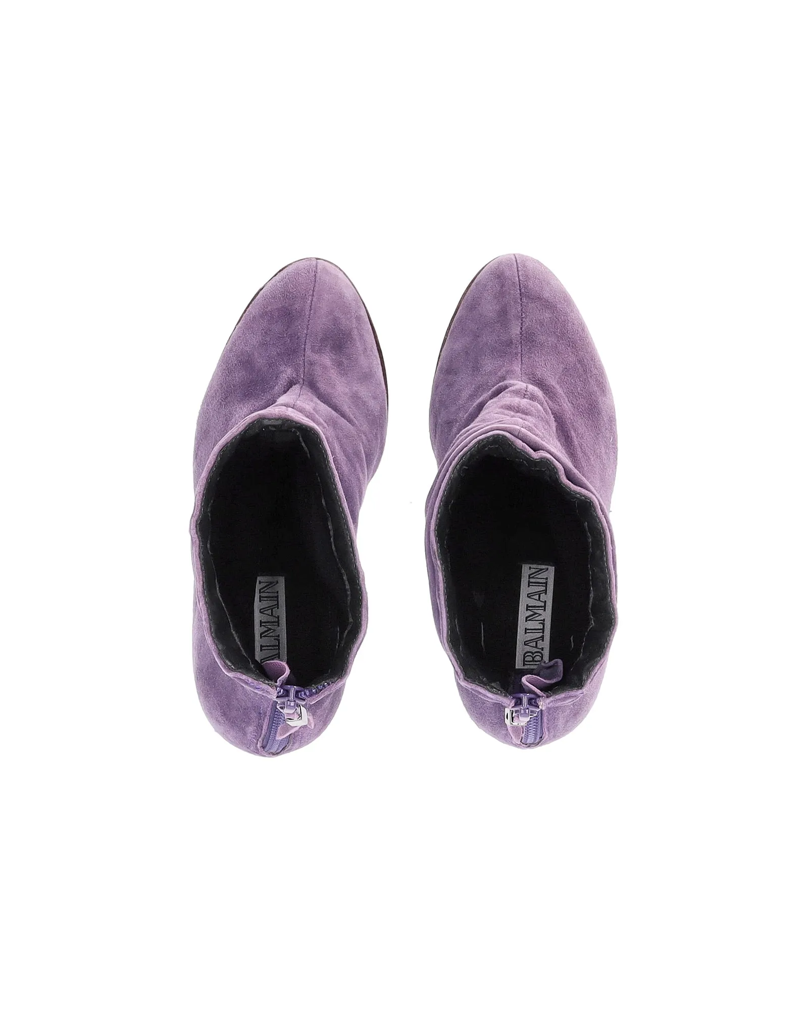 Balmain High Heel Ankle Boots in Purple Suede