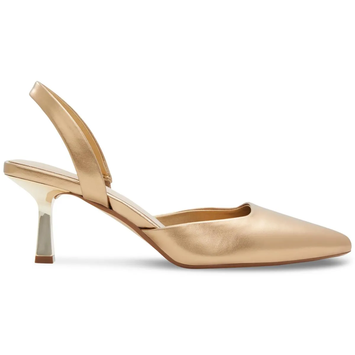 BASANTI Womens Metallic Pumps Slingback Heels