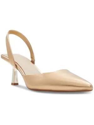 BASANTI Womens Metallic Pumps Slingback Heels