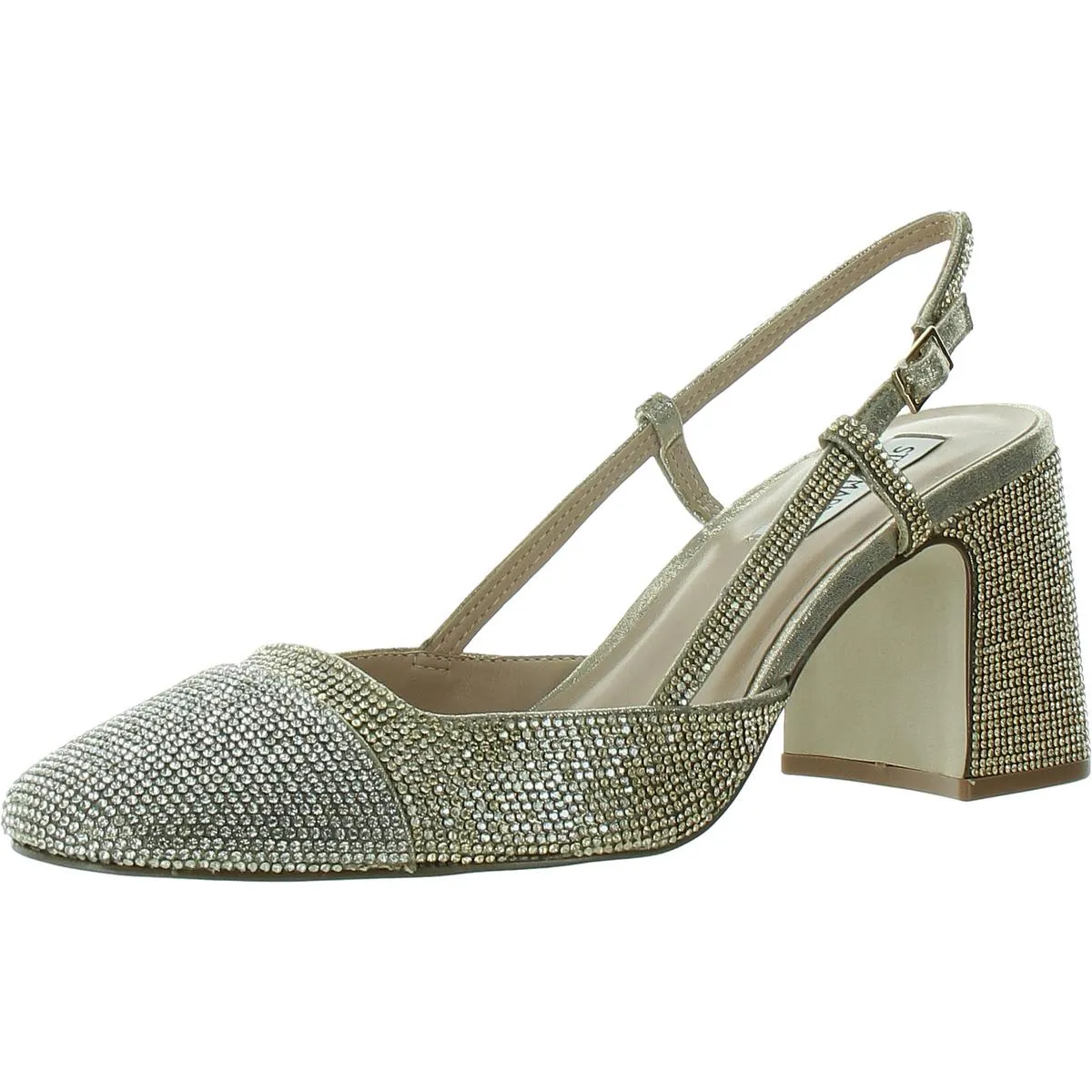 BECKA Womens Rhinestones Pointed toe Slingback Heels