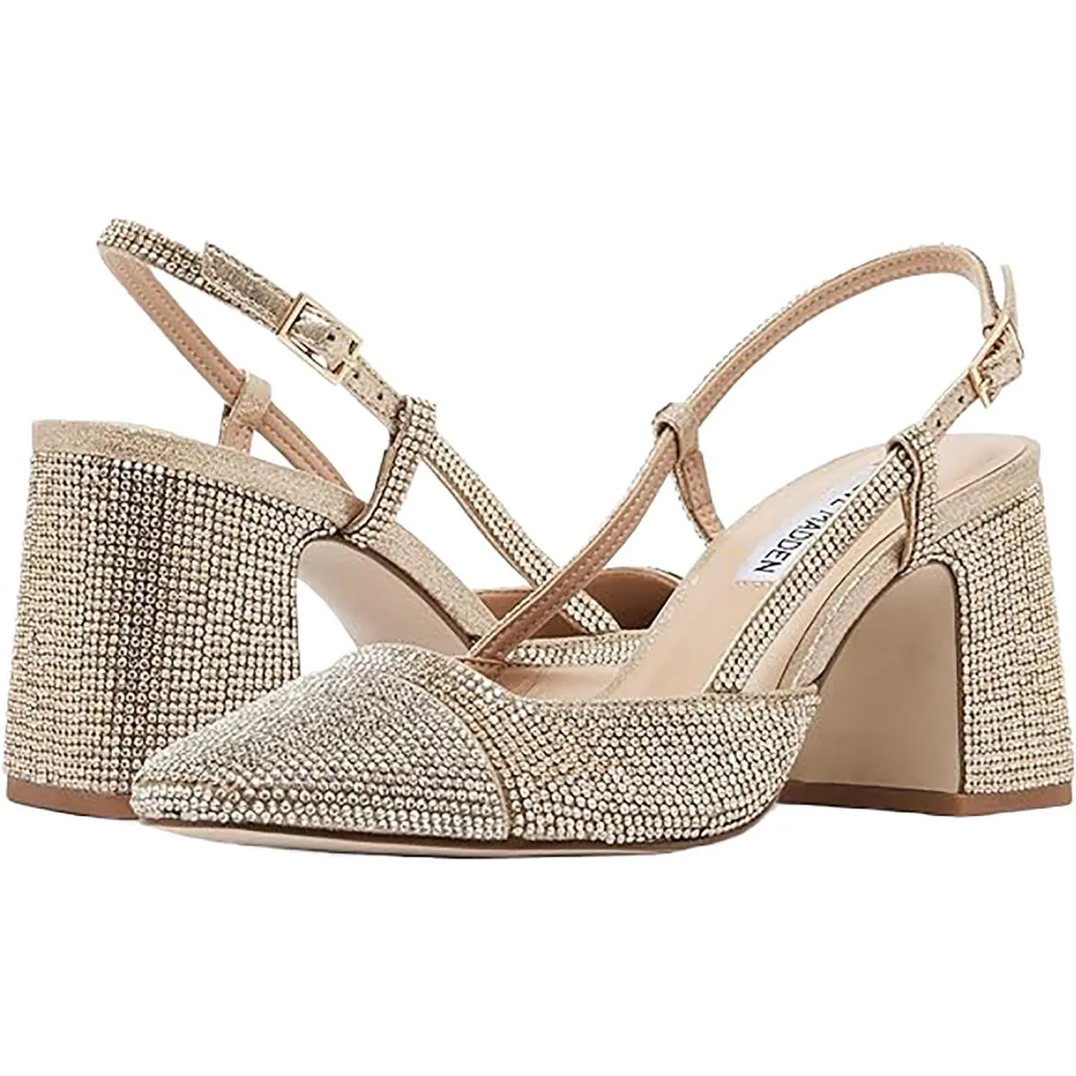 BECKA Womens Rhinestones Pointed toe Slingback Heels
