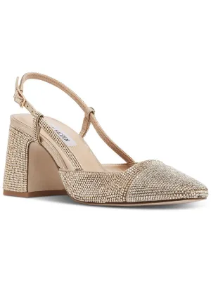 BECKA Womens Rhinestones Pointed toe Slingback Heels