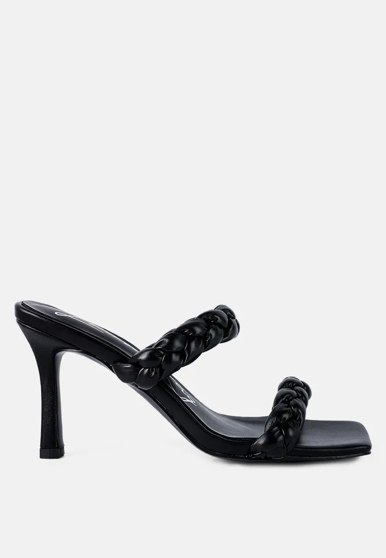 beladona braided strap mid heel sandals