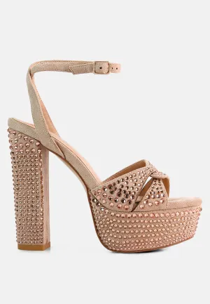 bellini diamante microfiber high block heeled sandals