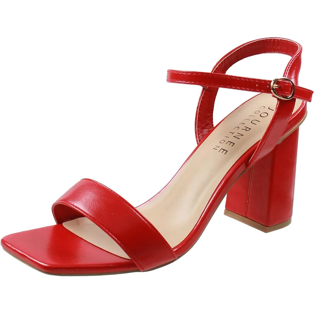 BHFO Womens Block Heel Manmade Ankle Strap