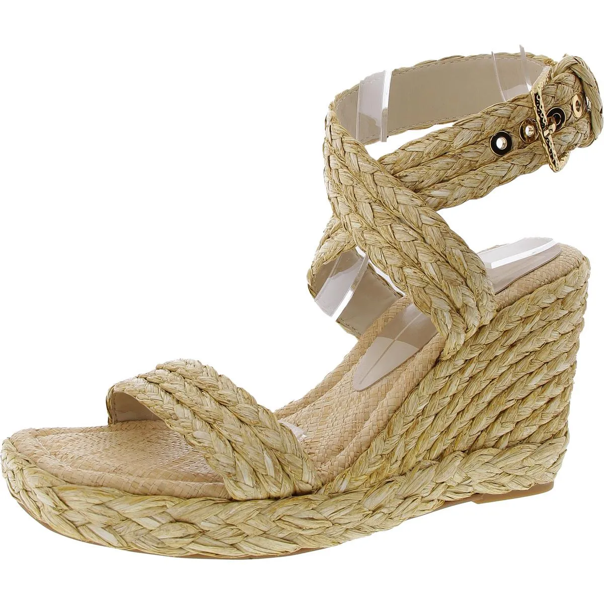 BHFO Womens Buckle Manmade Wedge Heels